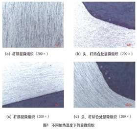 圖4不同加熱溫度下的顯微組織